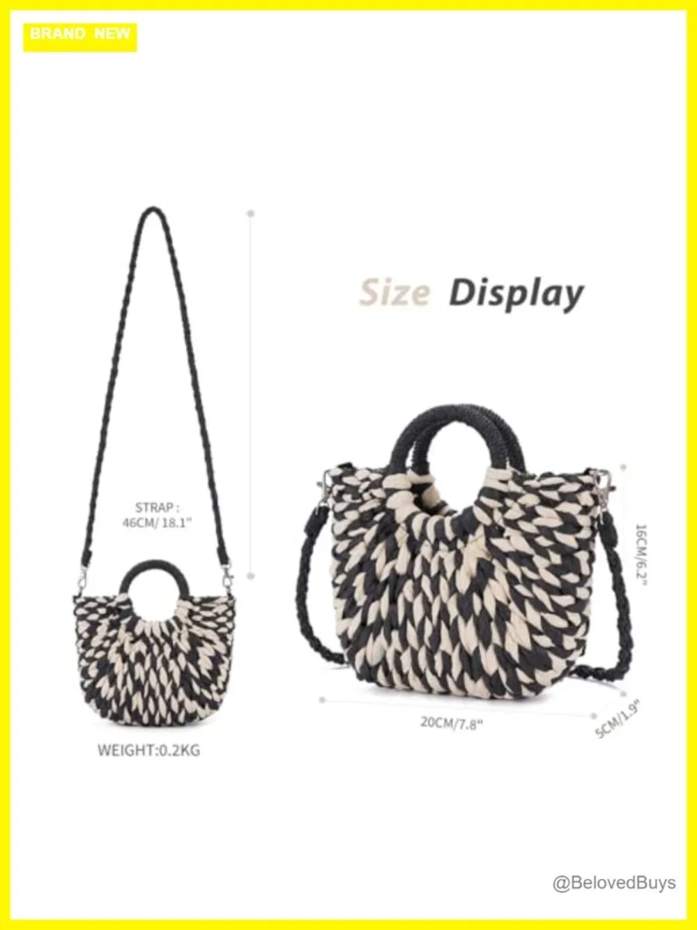 Straw Crochet Hobo Bag Handmade Woven Half Moon Shoulder Tote Boho Purse